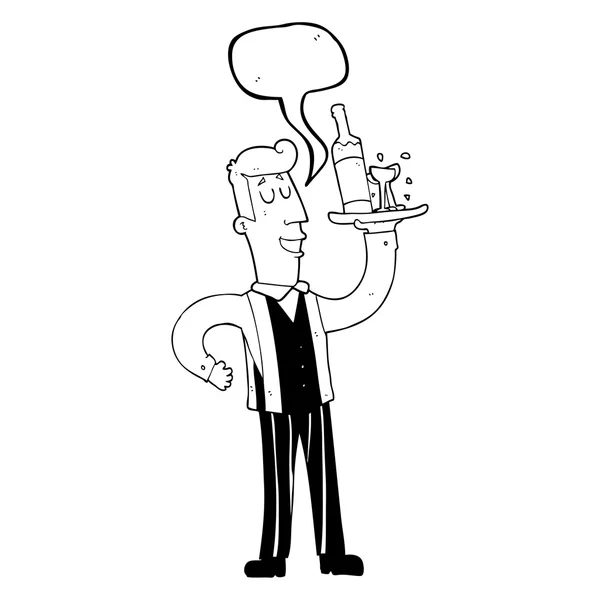 Speech bubble cartoon waiter — Stock Vector