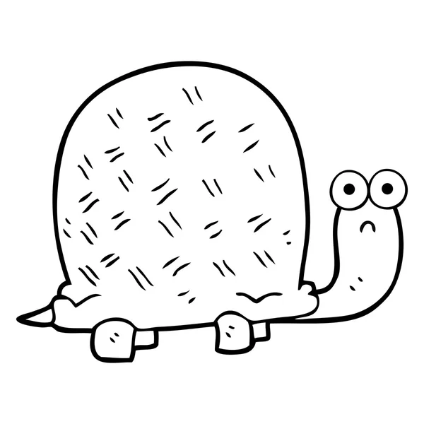 Bianco e nero cartone animato triste tartaruga — Vettoriale Stock