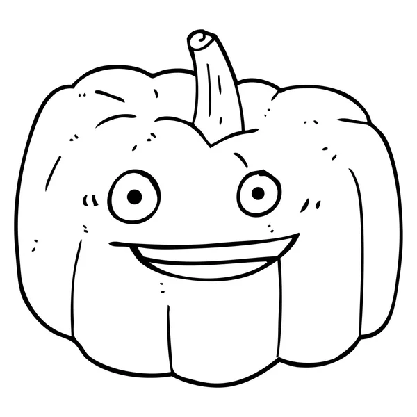 Calabaza de Halloween de dibujos animados en blanco y negro — Vector de stock