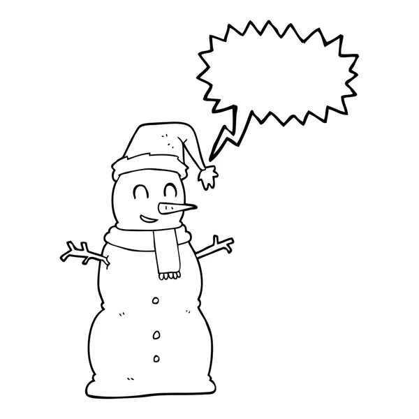 Palabra burbuja dibujos animados muñeco de nieve — Vector de stock
