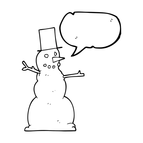 Toespraak bubble cartoon sneeuwpop — Stockvector