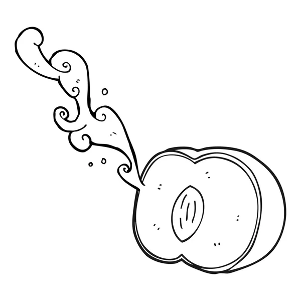 Preto e branco desenho animado pêssego suculento — Vetor de Stock