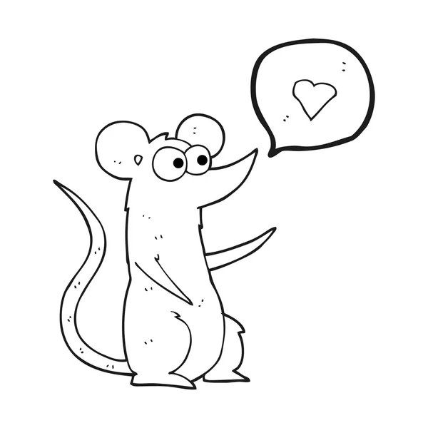 Souris dessin animé noir et blanc en amour — Image vectorielle