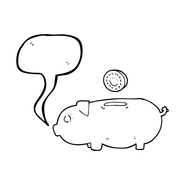 Speech bubble cartoon piggy bank — Stock Vector