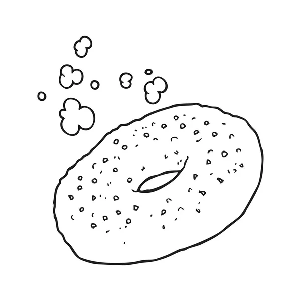 Black and white cartoon bagel — Stock Vector