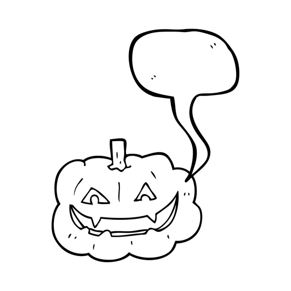 Speech bubble cartoon spooky pumpkin — Stock Vector