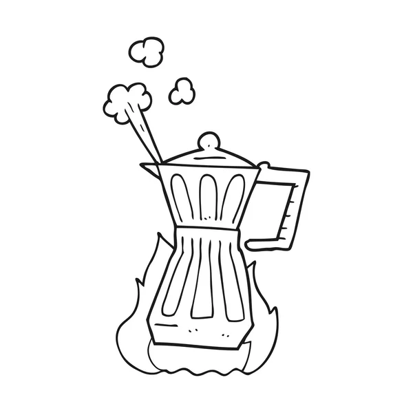 Black and white cartoon espresso stovetop maker — Stock Vector