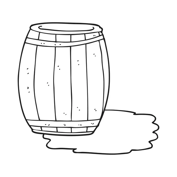 Barril de desenho animado preto e branco de cerveja —  Vetores de Stock