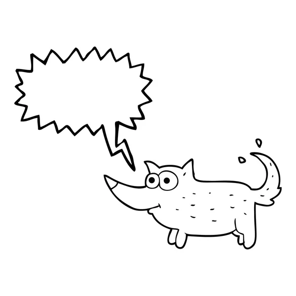 Parole bulle dessin animé chien agitant queue — Image vectorielle