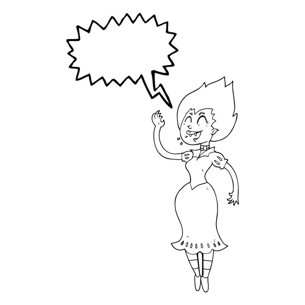 Beszéd buborék rajzfilm vámpír lány — Stock Vector