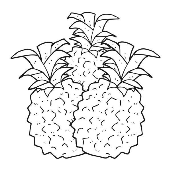 Svartvita tecknade ananas — Stock vektor