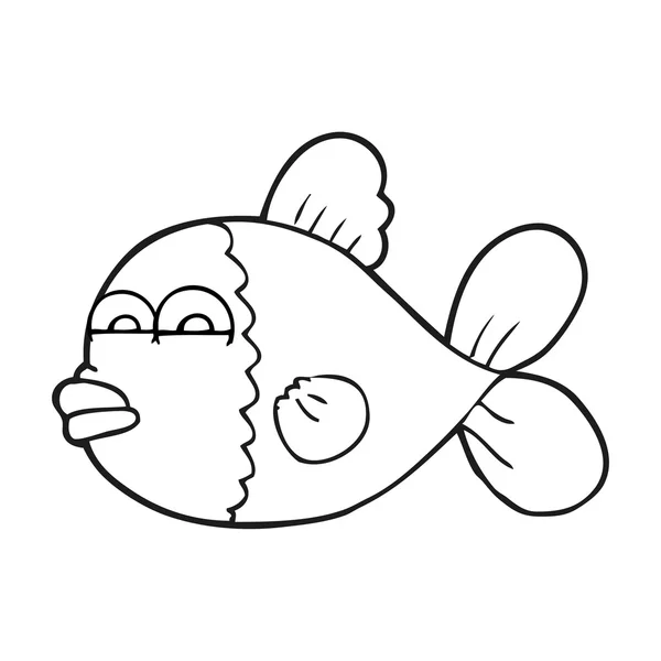 Peixe de desenhos animados preto e branco — Vetor de Stock
