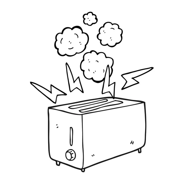 黑色和白色卡通故障烤面包机 — 图库矢量图片