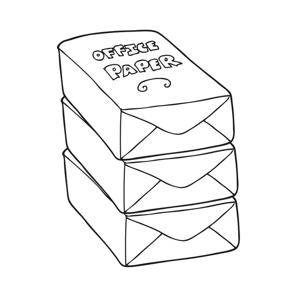 Pilha de papel de escritório de desenhos animados preto e branco — Vetor de Stock