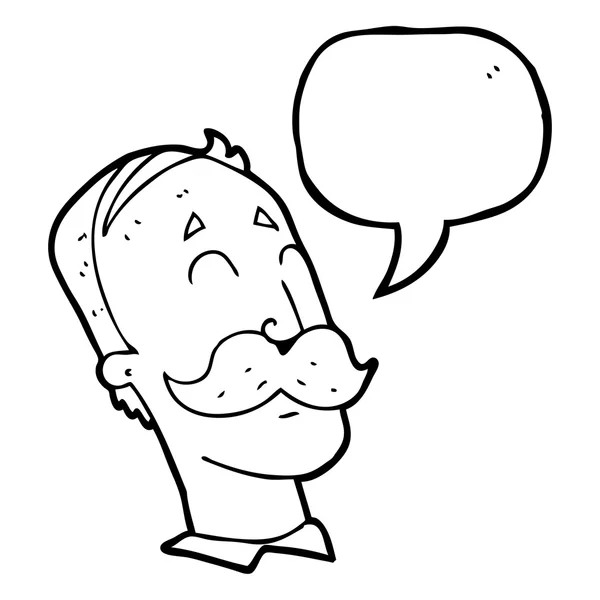Sprechblase Karikatur alternder Mann mit Schnurrbart — Stockvektor