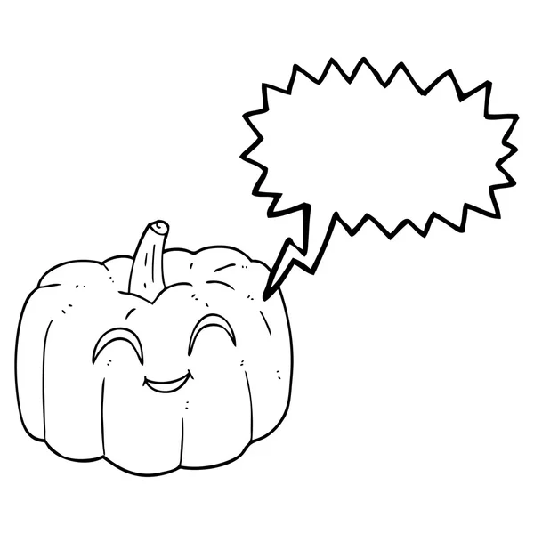 Voz burbuja dibujos animados halloween calabaza — Vector de stock