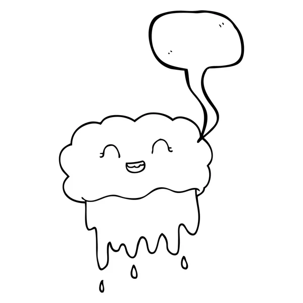 Voz burbuja dibujos animados nube de lluvia — Vector de stock
