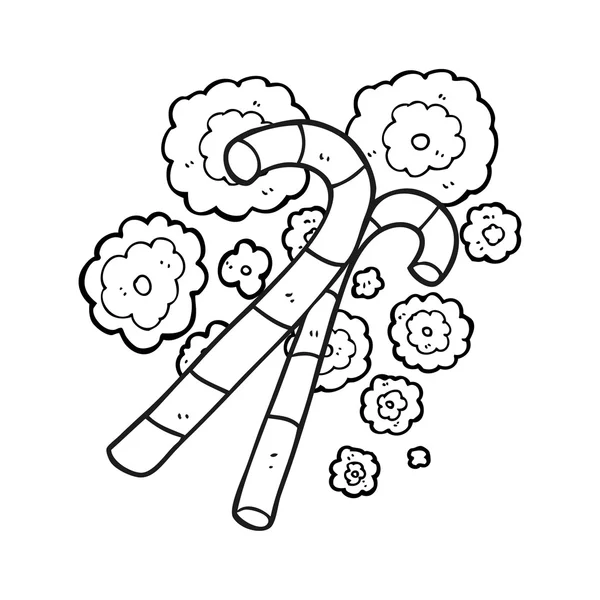 Noir et blanc cannes à bonbons dessin animé — Image vectorielle