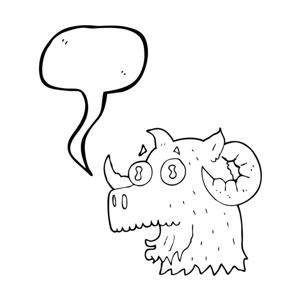 Toespraak bubble cartoon ram hoofd — Stockvector