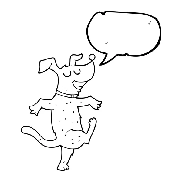 Speech bubble kartun dancing dog - Stok Vektor