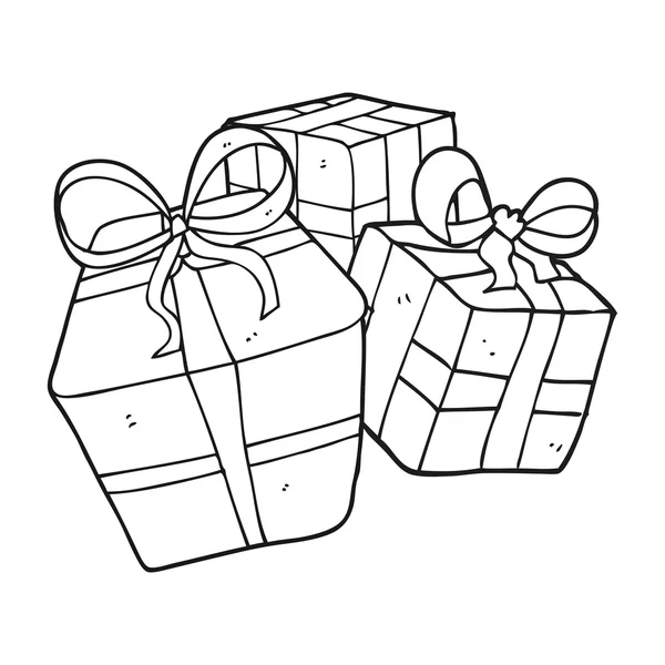 Black and white cartoon wrapped present — Stock Vector