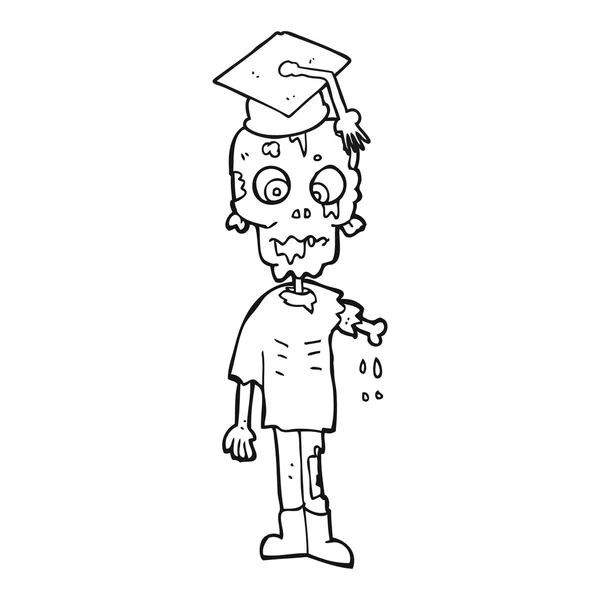 Černé a bílé kreslené zombie student — Stockový vektor