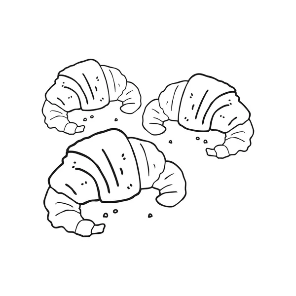 Croissants dessin animé noir et blanc — Image vectorielle