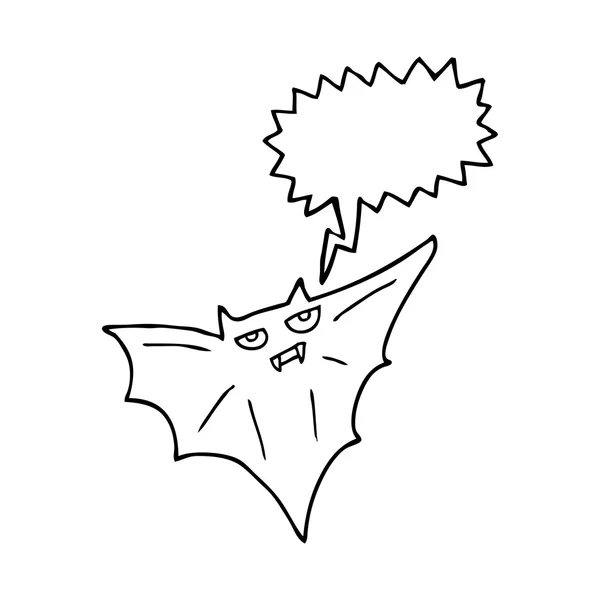 Discurso burbuja dibujos animados halloween bat — Vector de stock