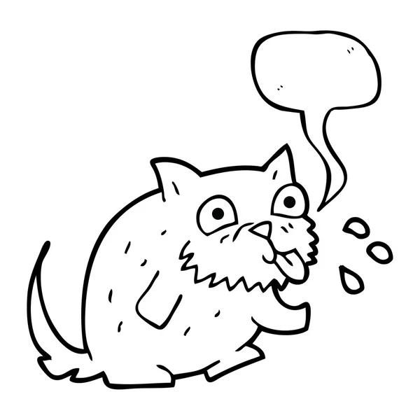 Мовна бульбашка мультяшний кіт дме малину — стоковий вектор