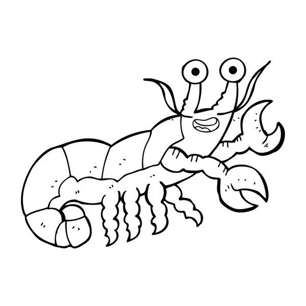 Black and white cartoon lobster — Stock Vector