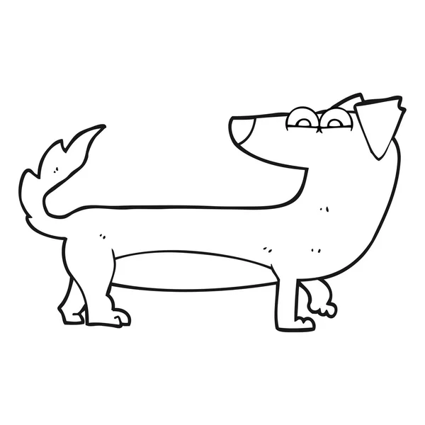Zwarte en witte cartoon hond — Stockvector