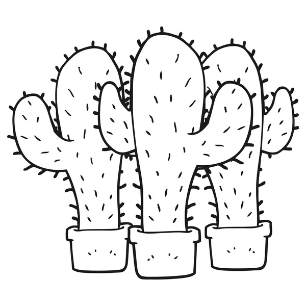 Svartvita tecknade cactus — Stock vektor