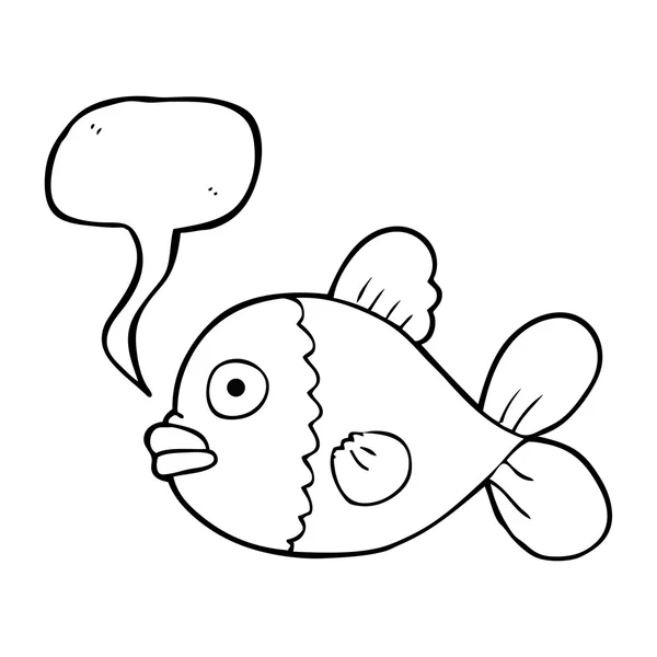 Řeč bublina kreslená ryba — Stockový vektor