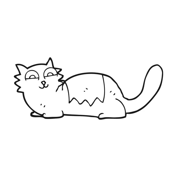 Černá a bílá kreslená kočka — Stockový vektor