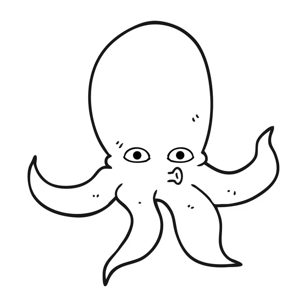 Zwart-wit cartoon octopus — Stockvector