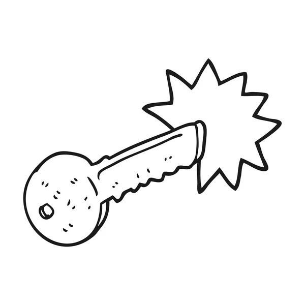 Zwart-wit cartoon deur sleutel — Stockvector