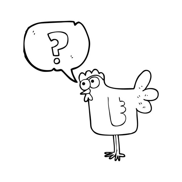 Discorso bolla cartone animato confuso pollo — Vettoriale Stock
