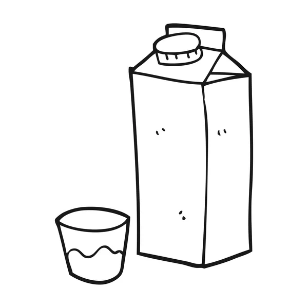 Cartón de leche de dibujos animados en blanco y negro — Vector de stock
