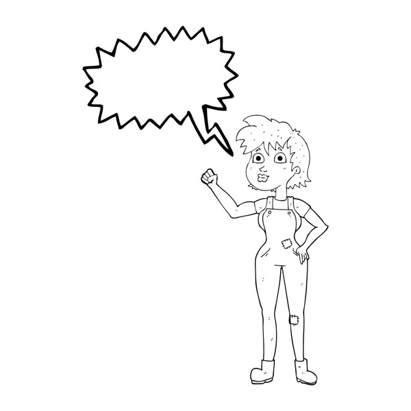Sprechblase Karikatur selbstbewusste Bäuerin — Stockvektor