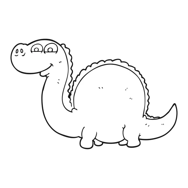 Dinosaurio de dibujos animados en blanco y negro — Vector de stock