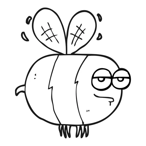 Noir et blanc dessin animé malheureux abeille — Image vectorielle