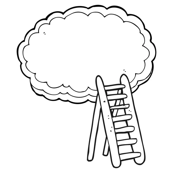 Zwart-wit cartoon ladder naar de hemel — Stockvector