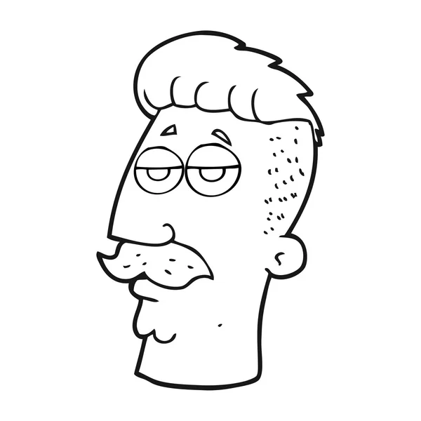 Pria kartun hitam dan putih dengan potongan rambut hipster - Stok Vektor