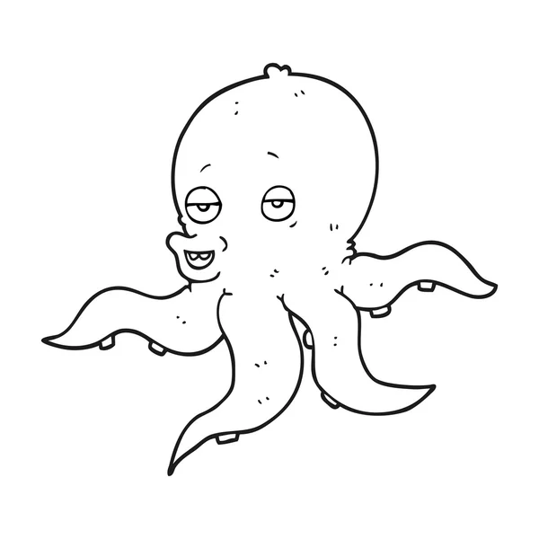 Pulpo de dibujos animados en blanco y negro — Vector de stock