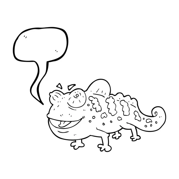 Konuşma kabarcık karikatür bukalemun — Stok Vektör