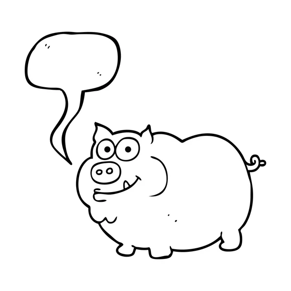 Discours bulle dessin animé cochon — Image vectorielle