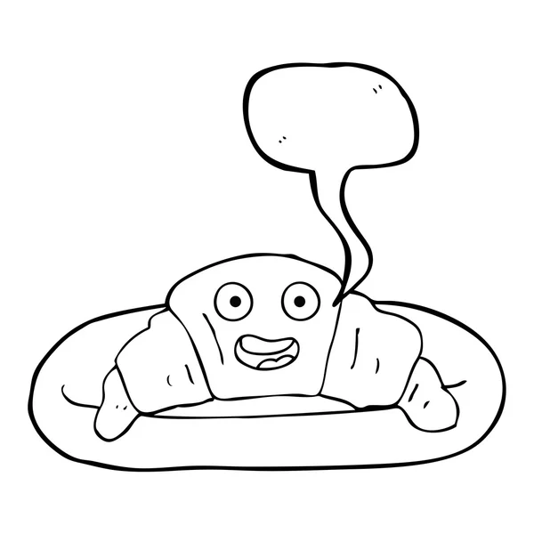 Toespraak bubble cartoon croissant — Stockvector