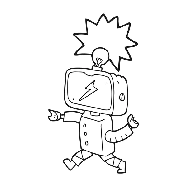Schwarz-weißer Zeichentrickroboter — Stockvektor