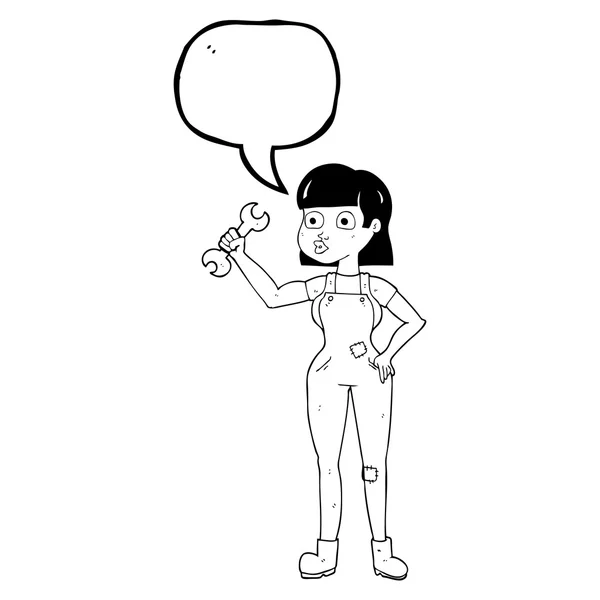 演讲泡沫卡通机械女人 — 图库矢量图片