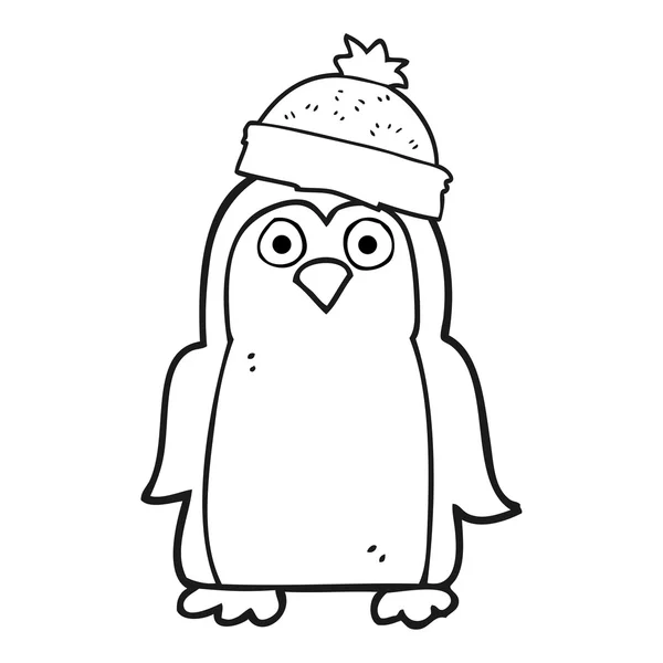 Zwart-wit cartoon pinguïn — Stockvector